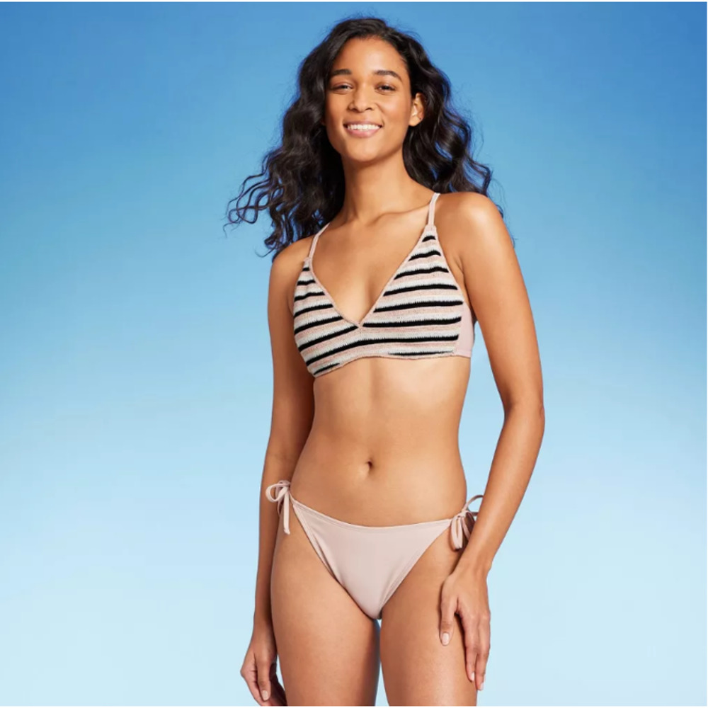 Wild Fable Women's Side-Tie High Leg Cheeky Bikini Bottom - Brown L (12-14) NWT - Picture 3 of 3